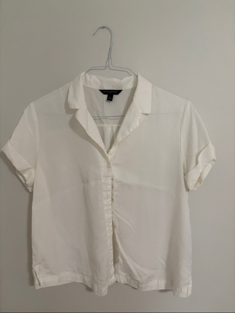Banana Republic White Short-Sleeve Button Down Shirt